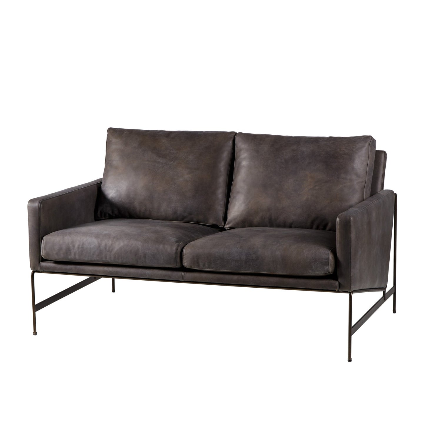 Vanessa 2 Seater Sofa - Destroyed Black Leather