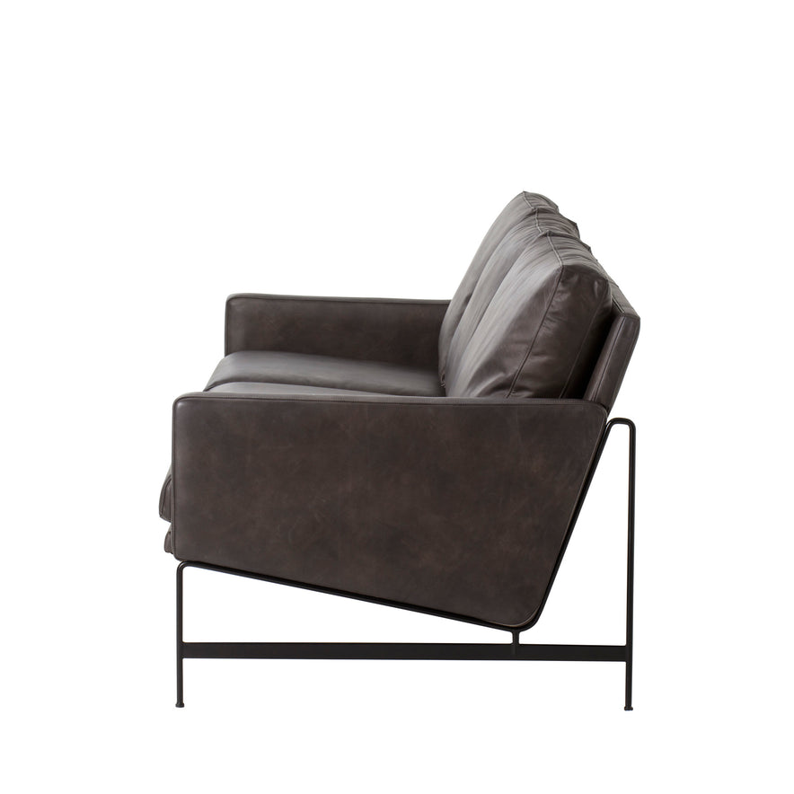 Vanessa 3 Seater Sofa - Destroyed Black Leather