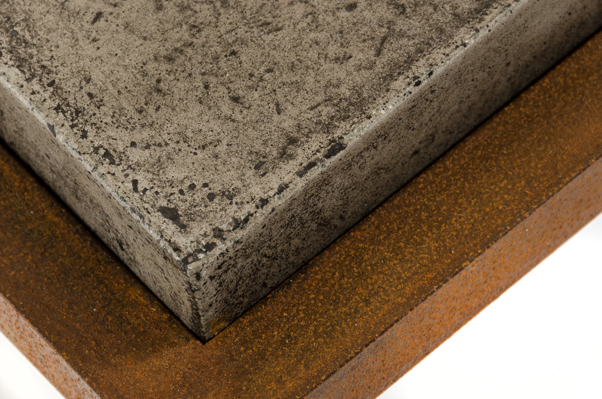 Concrete and Iron Square Abstract Coffee Table