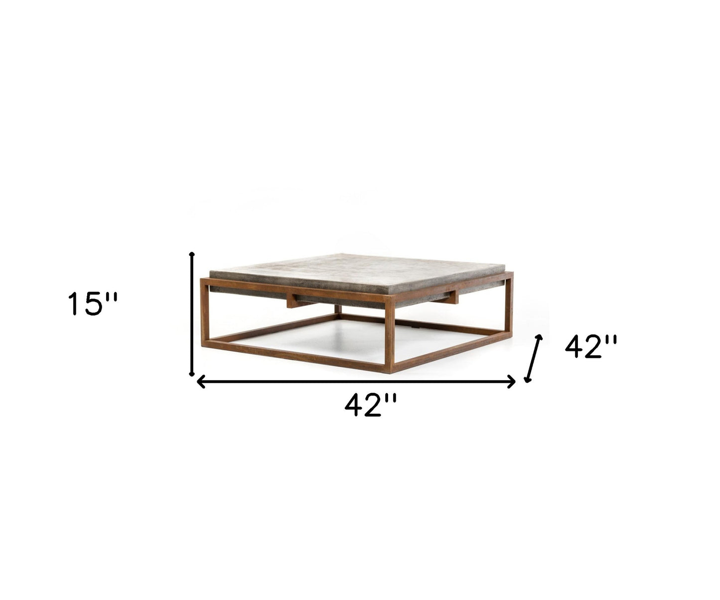 Concrete and Iron Square Abstract Coffee Table