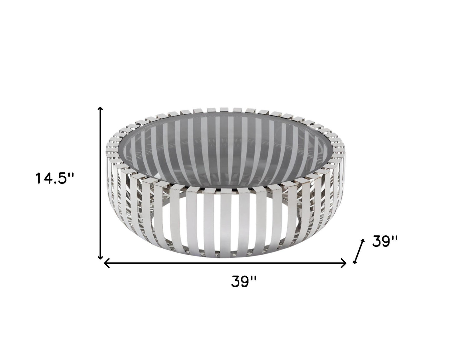 Glass and Stainless Steel Round Abstract Coffee Table