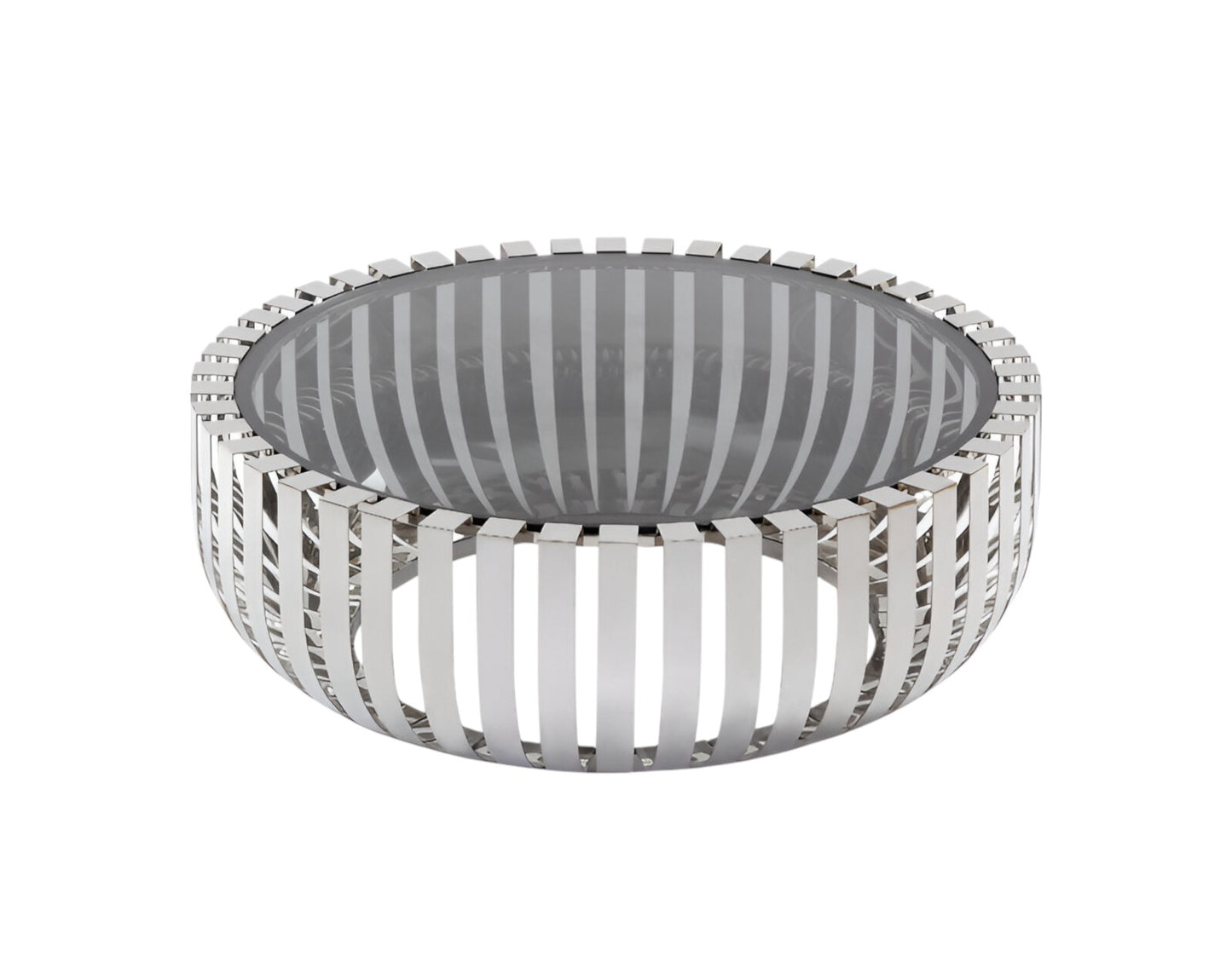 Glass and Stainless Steel Round Abstract Coffee Table