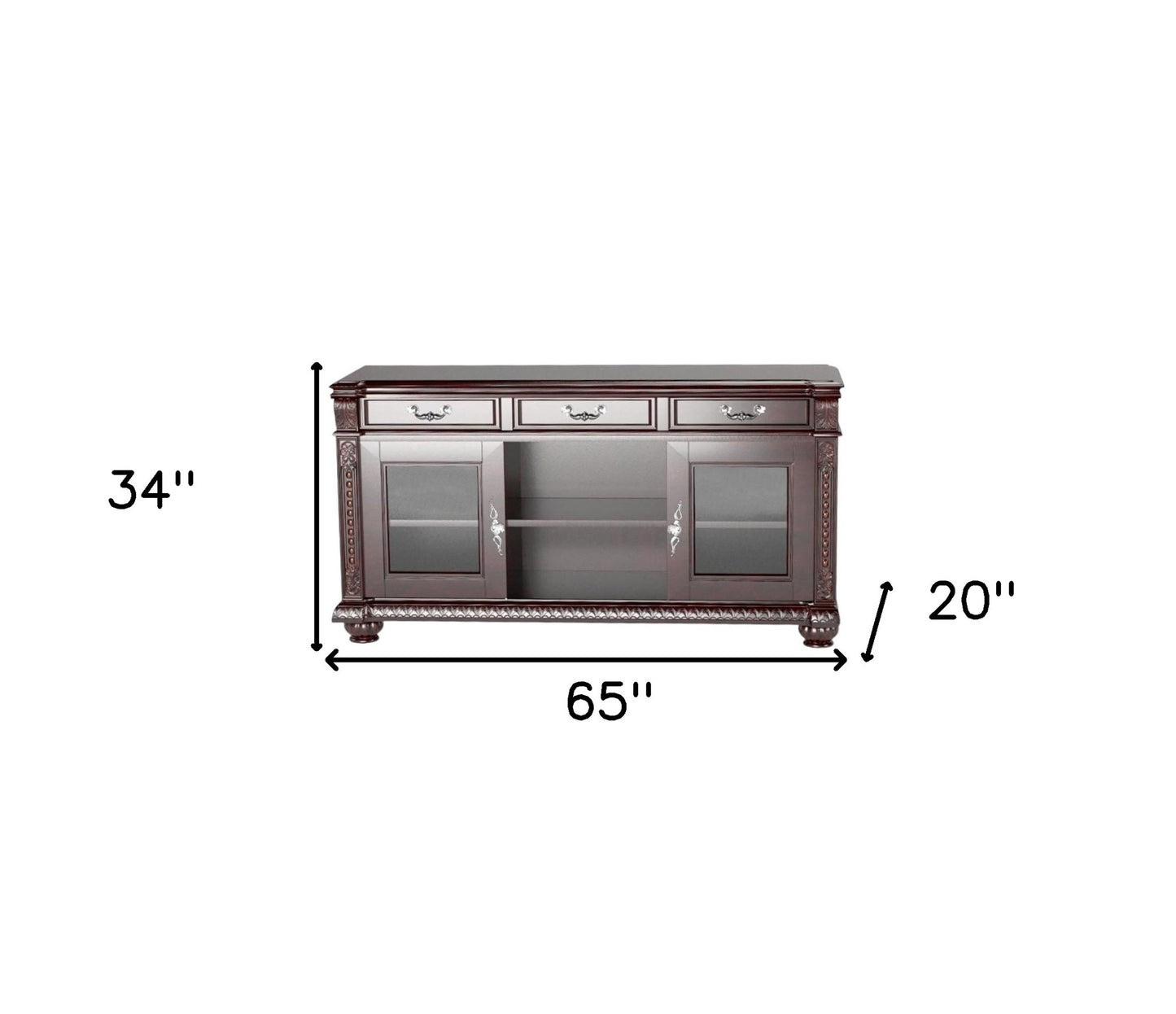 Solid Wood Enclosed and Open Storage TV Stand