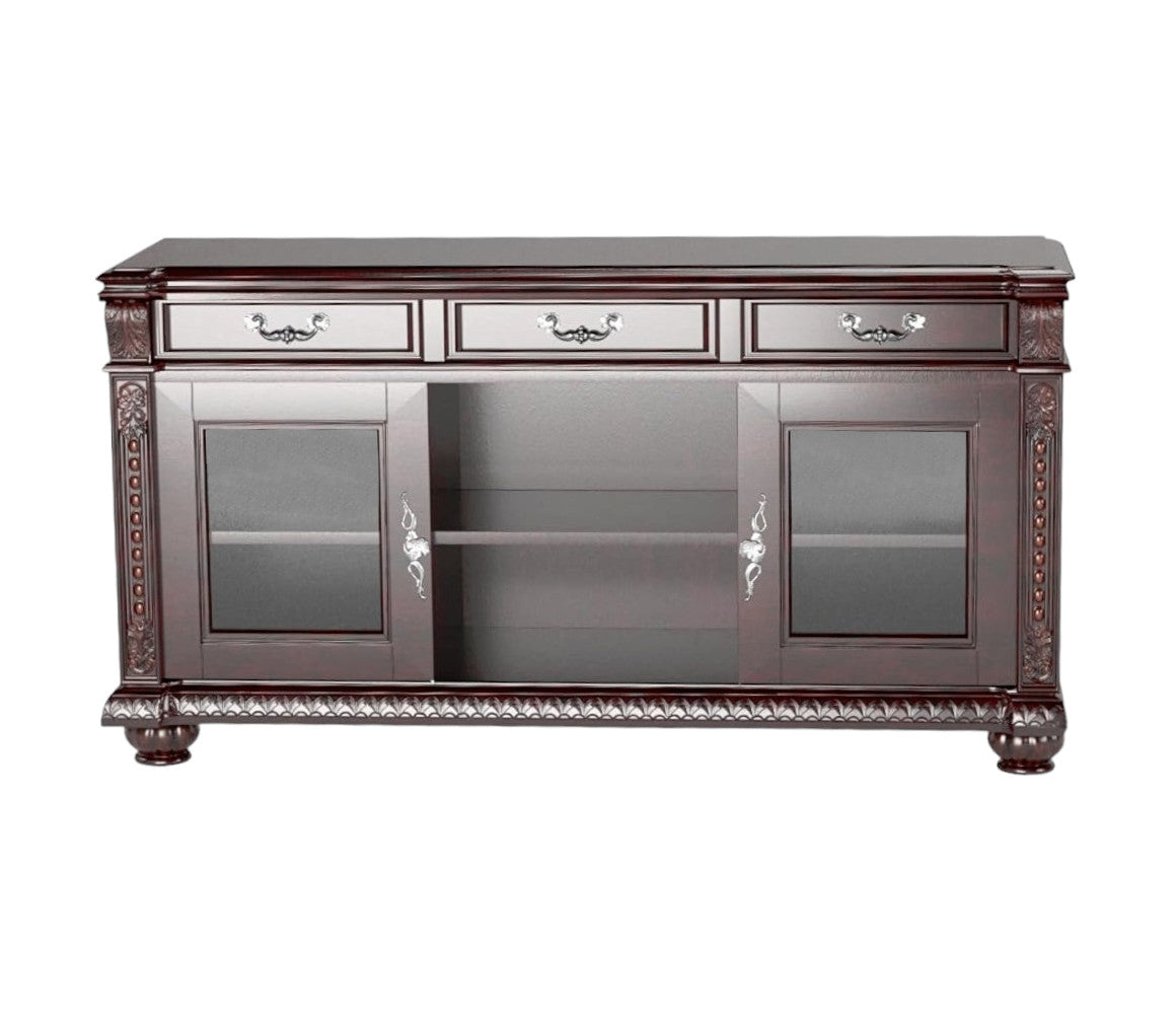 Solid Wood Enclosed and Open Storage TV Stand
