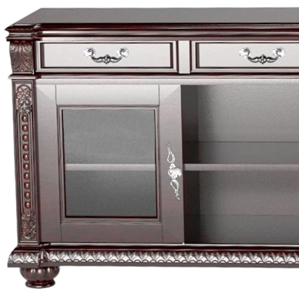 Solid Wood Enclosed and Open Storage TV Stand