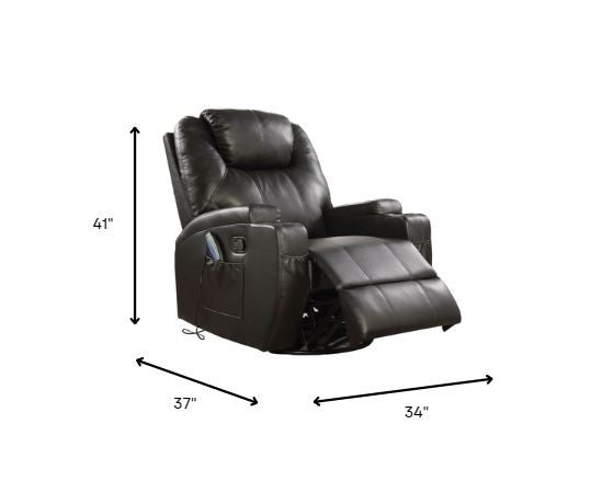 Leather Match Power Heated Massage Recliner
