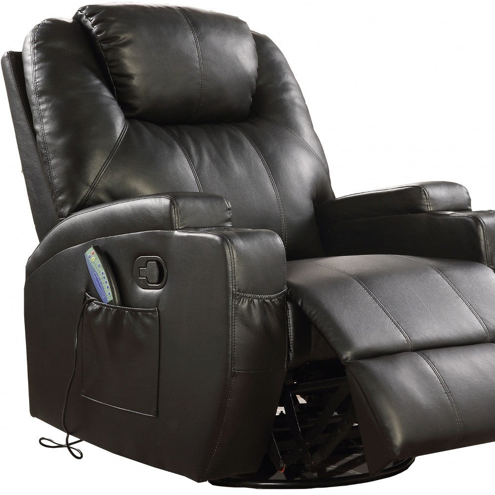 Leather Match Power Heated Massage Recliner