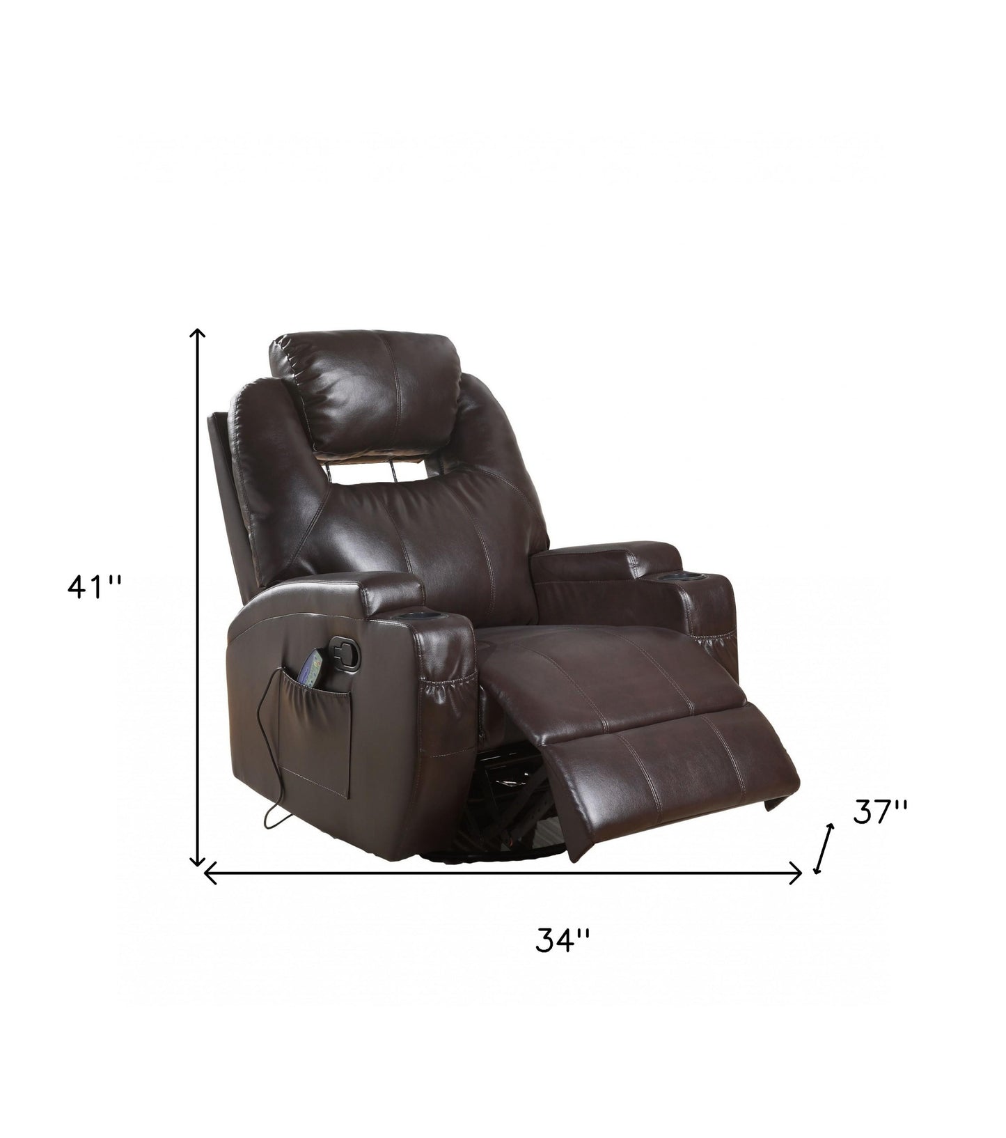 Faux Leather Heated Massage Home Theater Recliner