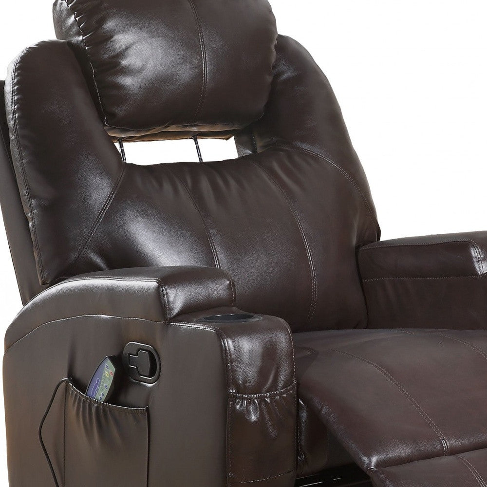 Faux Leather Heated Massage Home Theater Recliner