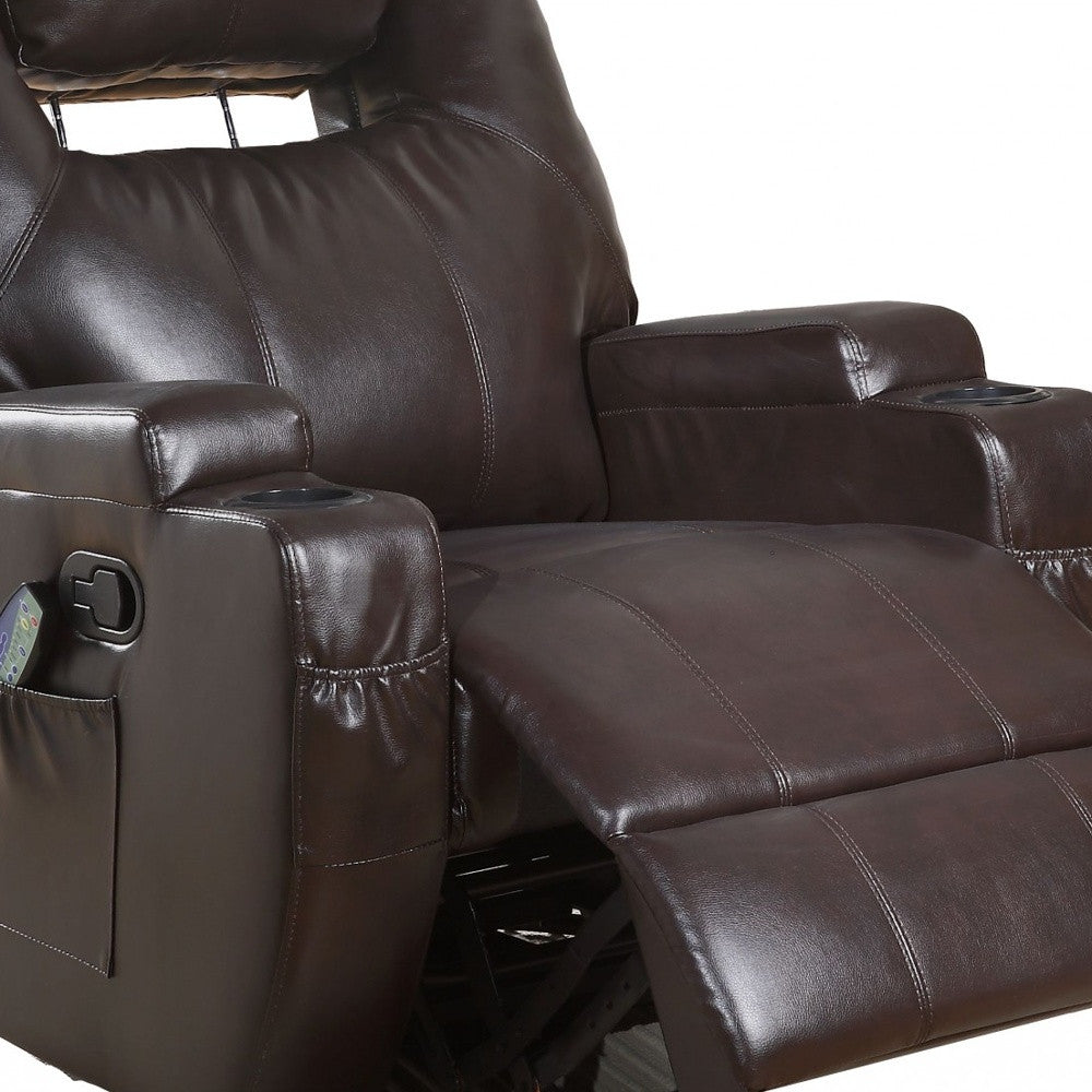 Faux Leather Heated Massage Home Theater Recliner