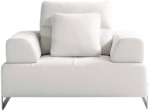 Ravenna White Faux Suede Accent Chair with Sliding Backrest & Armrest