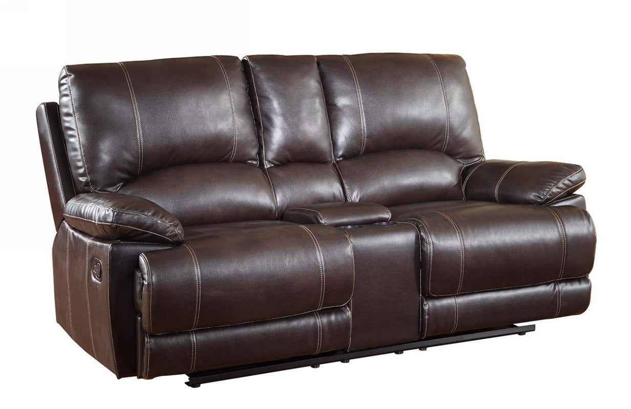 Faux Leather Manual Reclining Love Seat with Storage