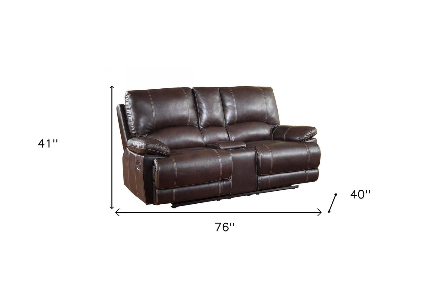 Faux Leather Manual Reclining Love Seat with Storage