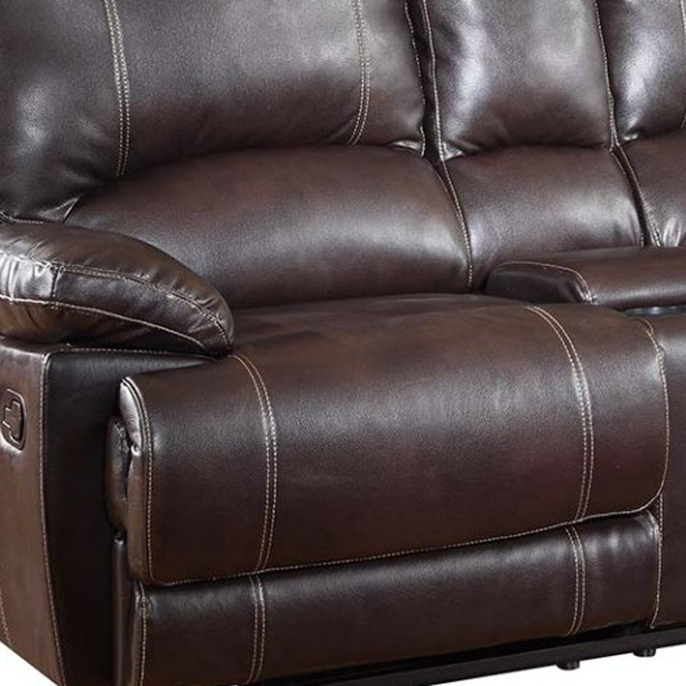 Faux Leather Manual Reclining Love Seat with Storage