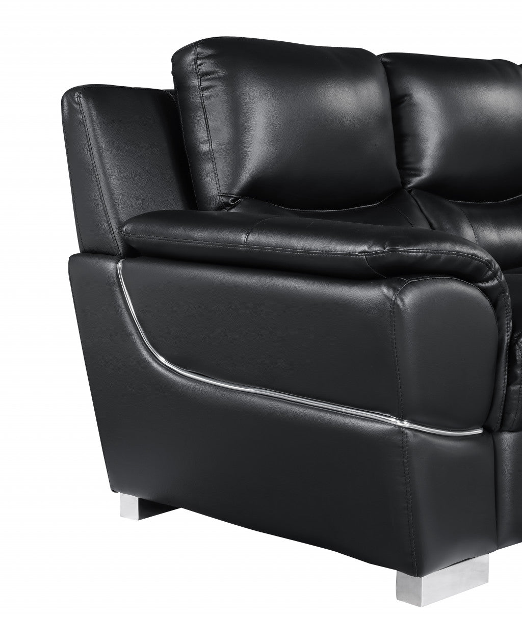 Leather Sofa with Silver Legs