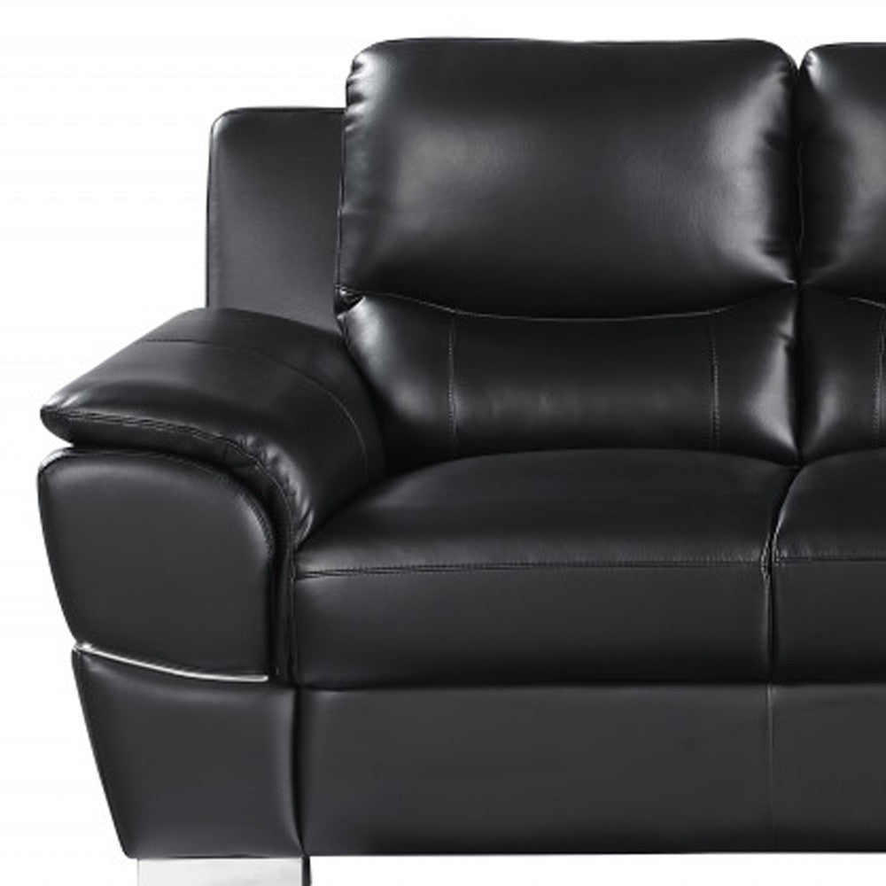 Leather Sofa with Silver Legs