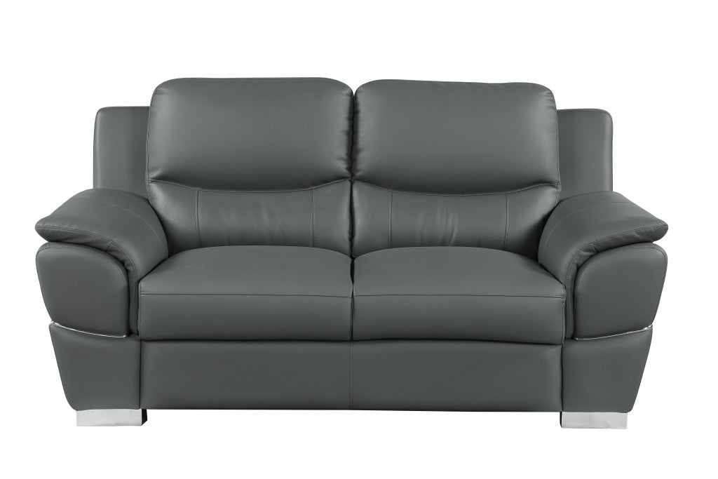 Three Piece Indoor Genuine Leather Six Person Seating Set