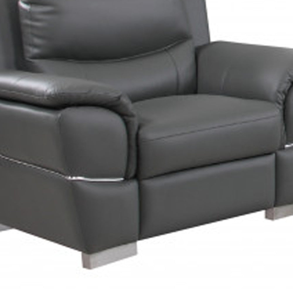 Three Piece Indoor Genuine Leather Six Person Seating Set