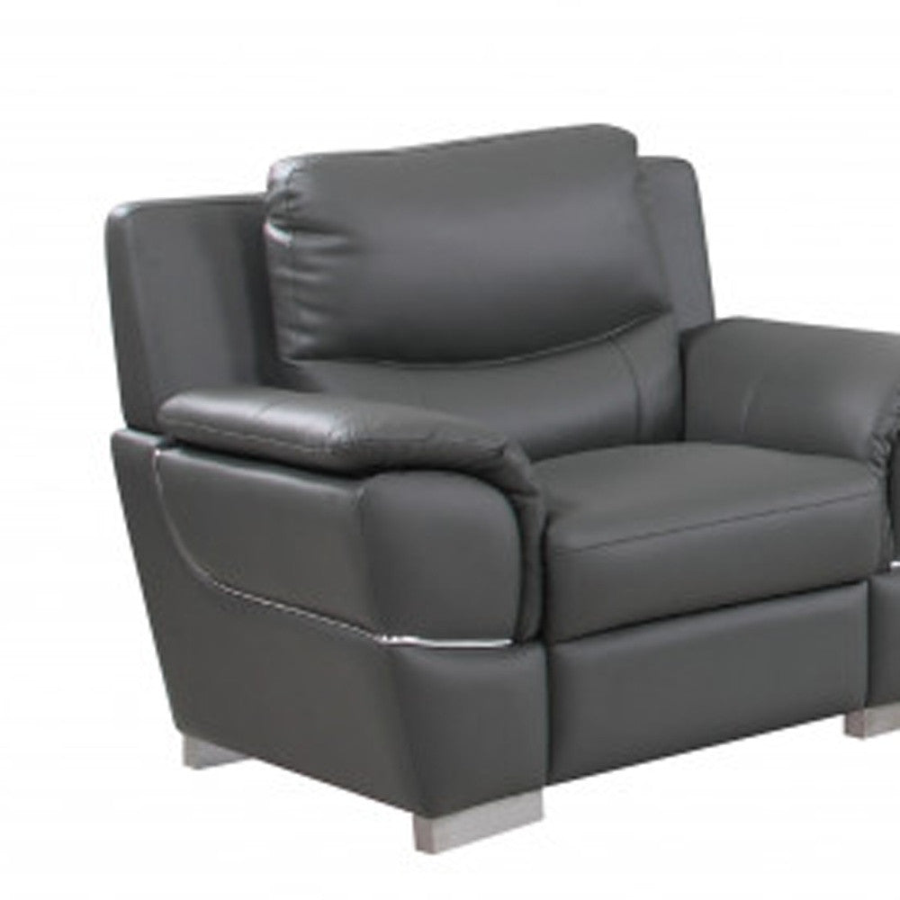 Three Piece Indoor Genuine Leather Six Person Seating Set