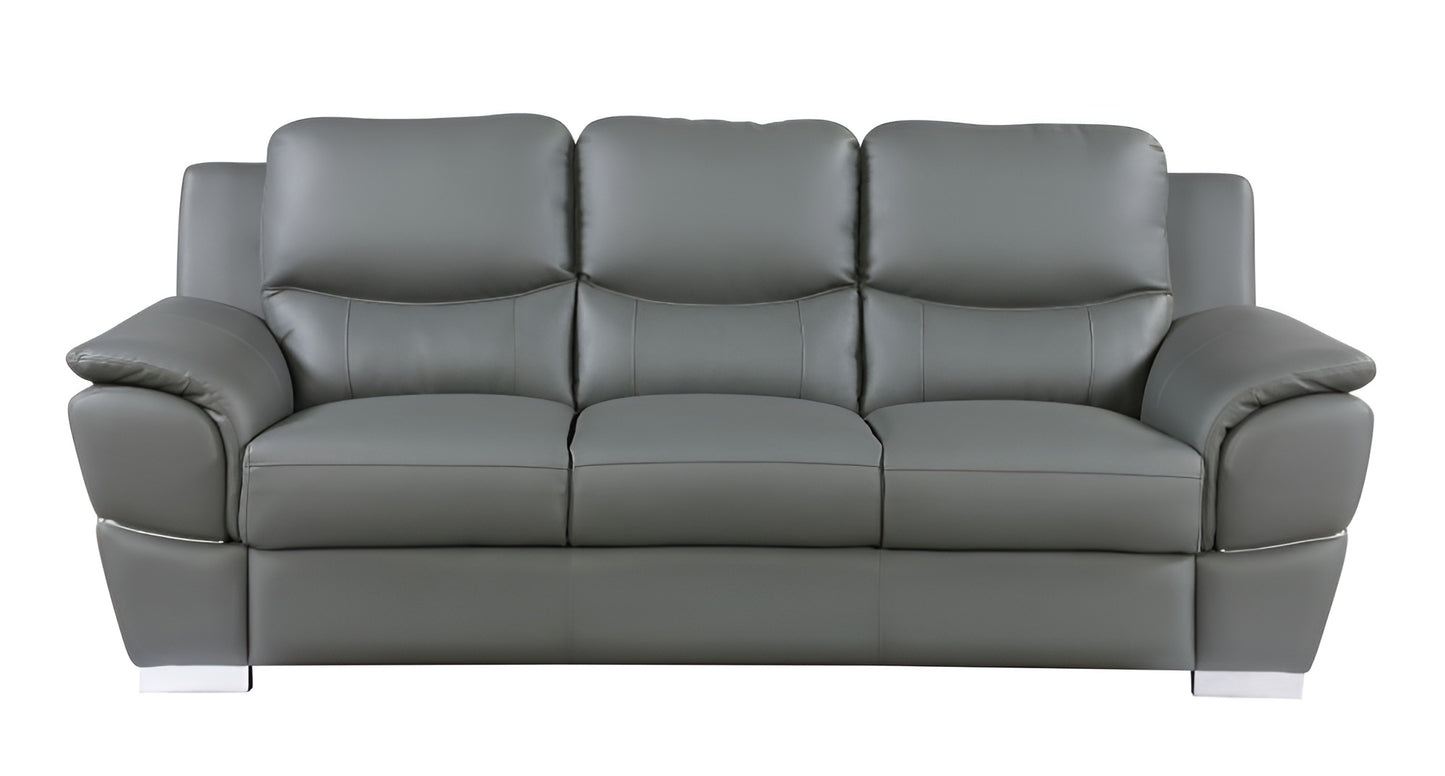 Leather Sofa with Silver Legs