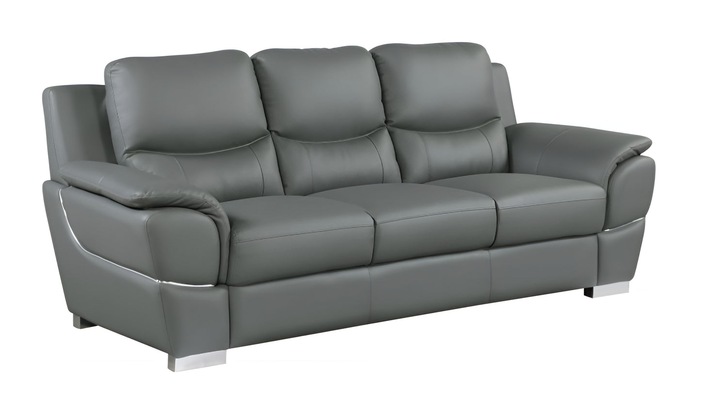 Leather Sofa with Silver Legs