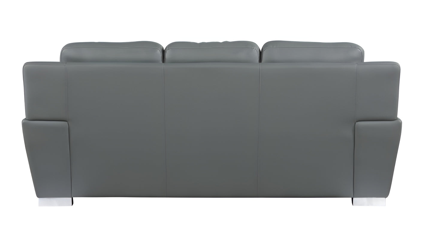 Leather Sofa with Silver Legs