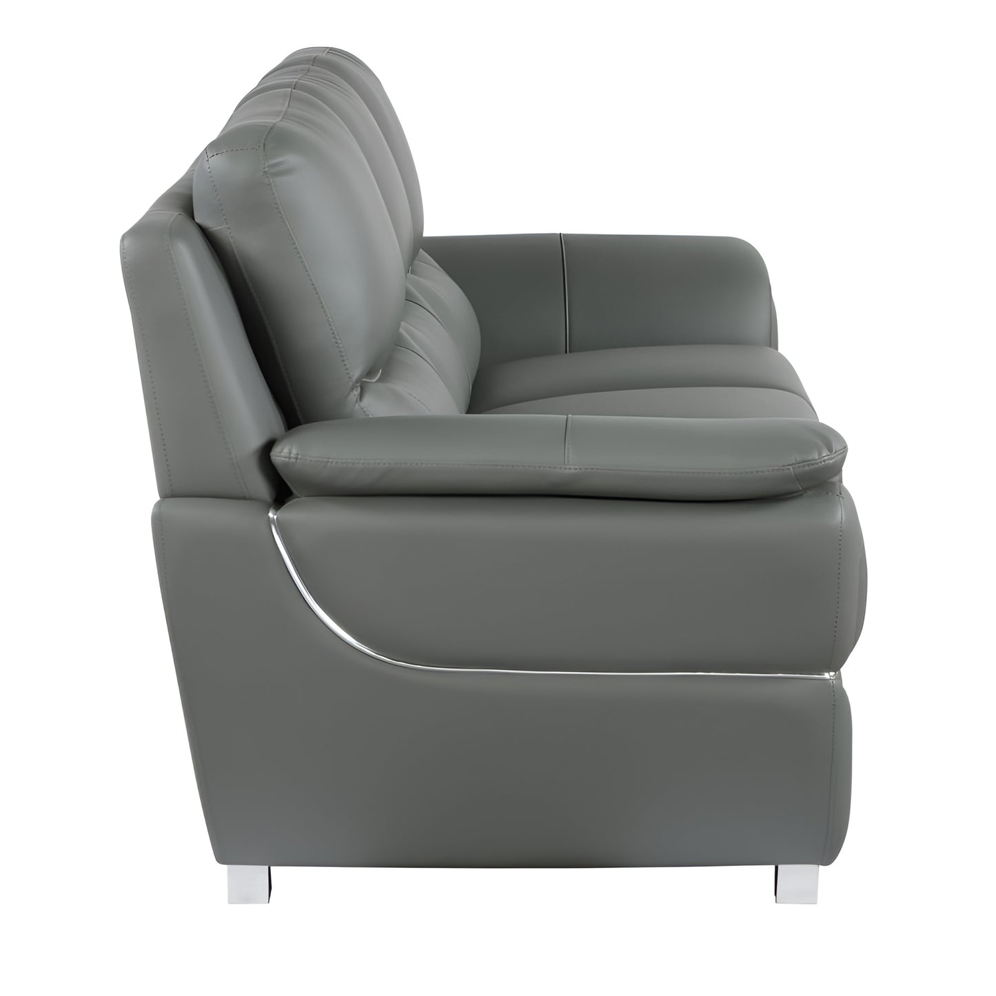 Leather Sofa with Silver Legs