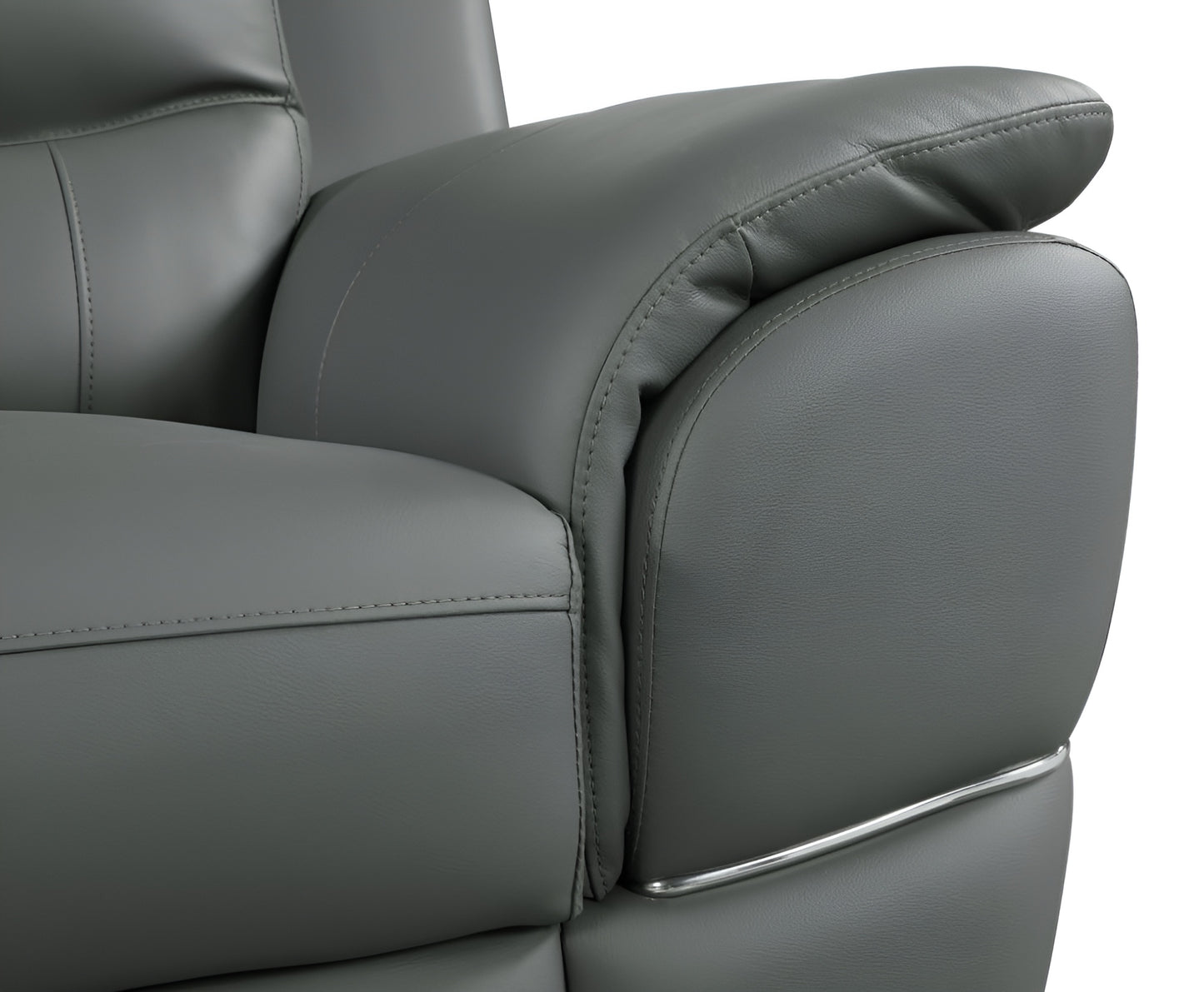 Leather Sofa with Silver Legs