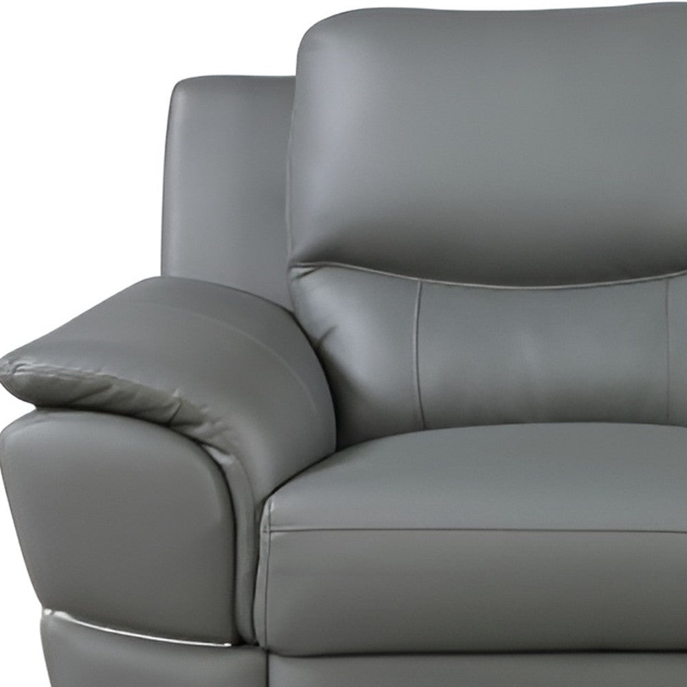 Leather Sofa with Silver Legs