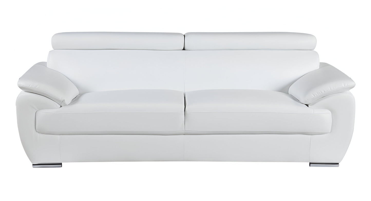 Leather Sofa with Silver Legs