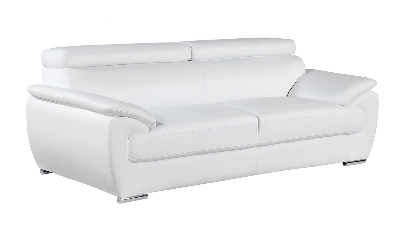 Leather Sofa with Silver Legs