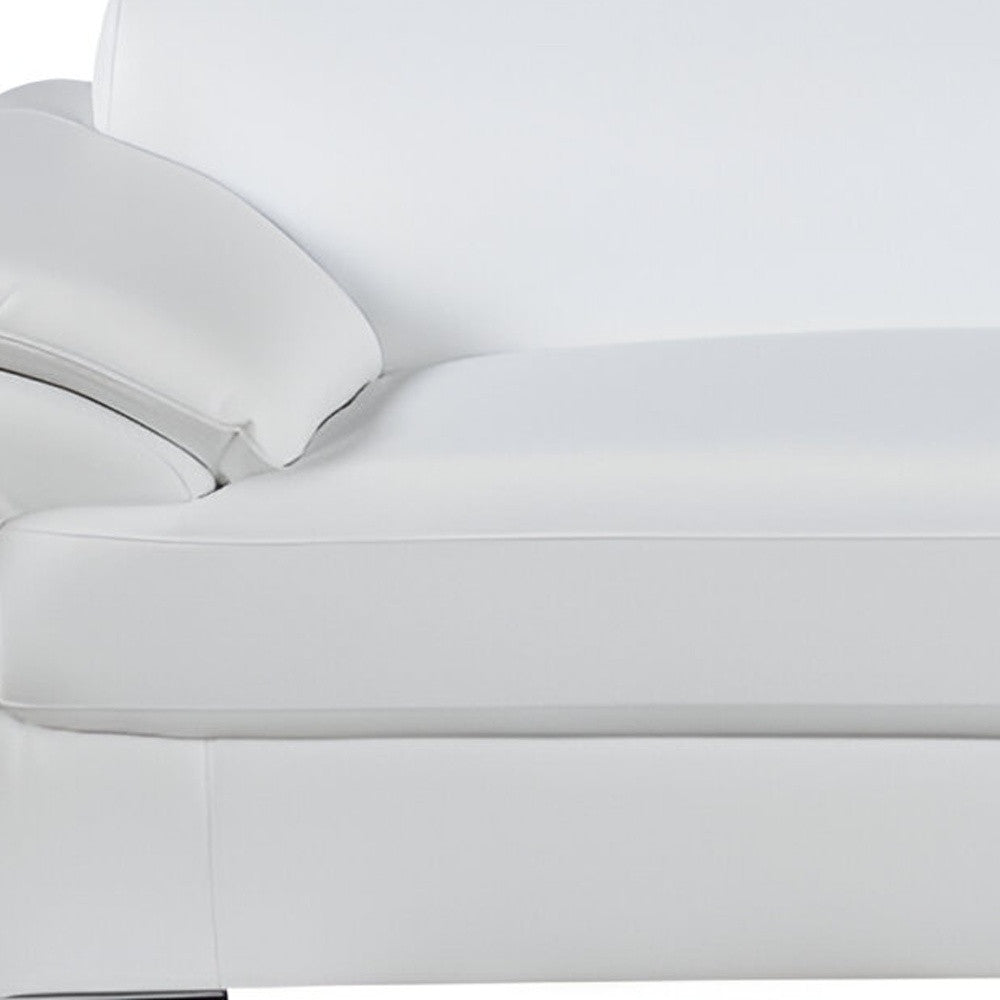 Leather Sofa with Silver Legs