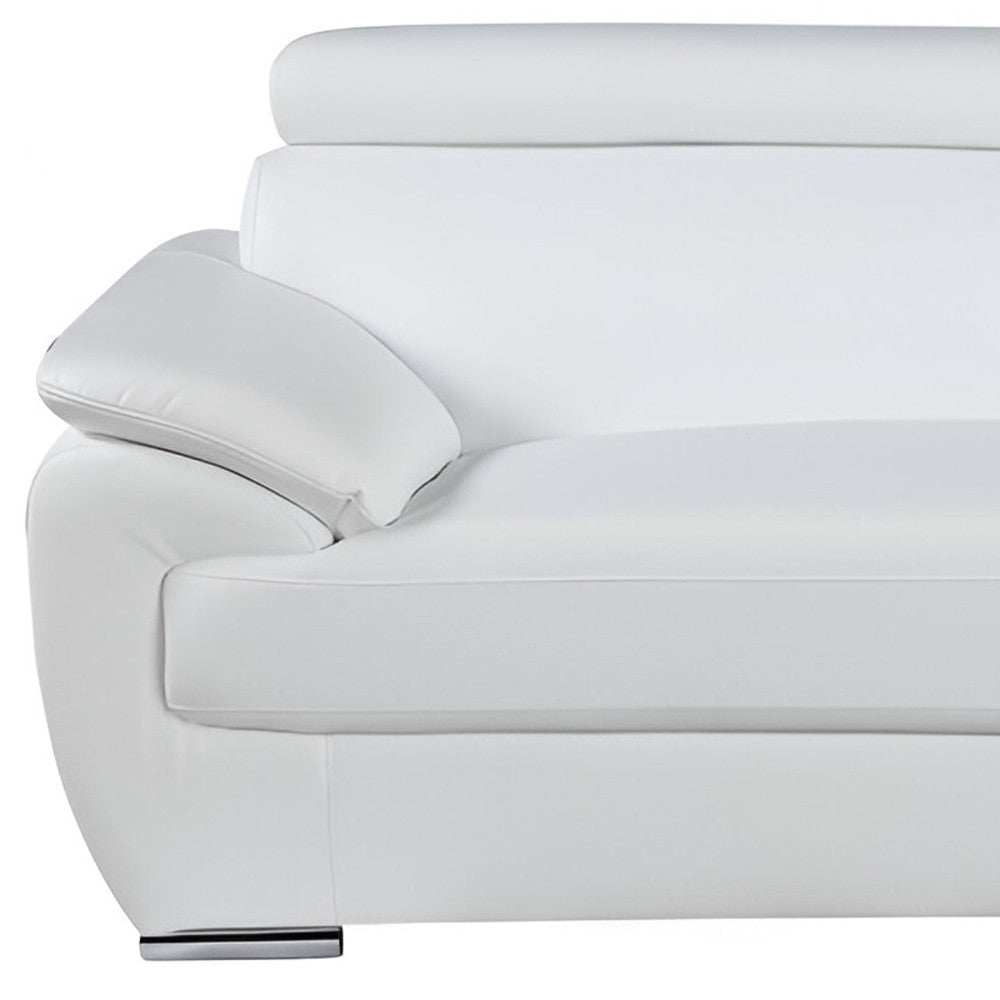 Leather Sofa with Silver Legs