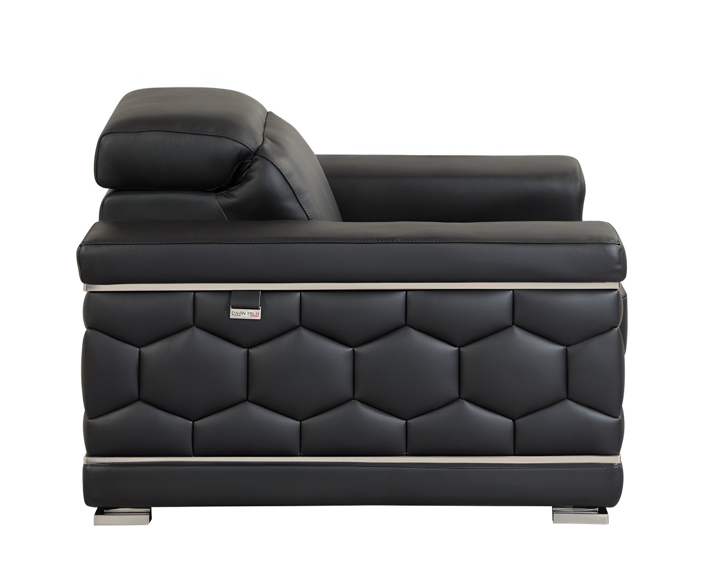 Italian Leather Sofa with Silver Legs