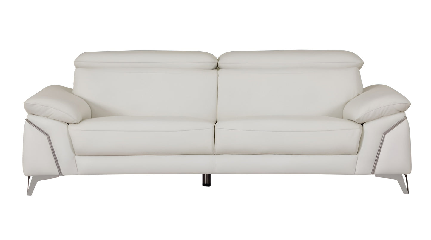 Italian Leather Sofa with Silver Legs