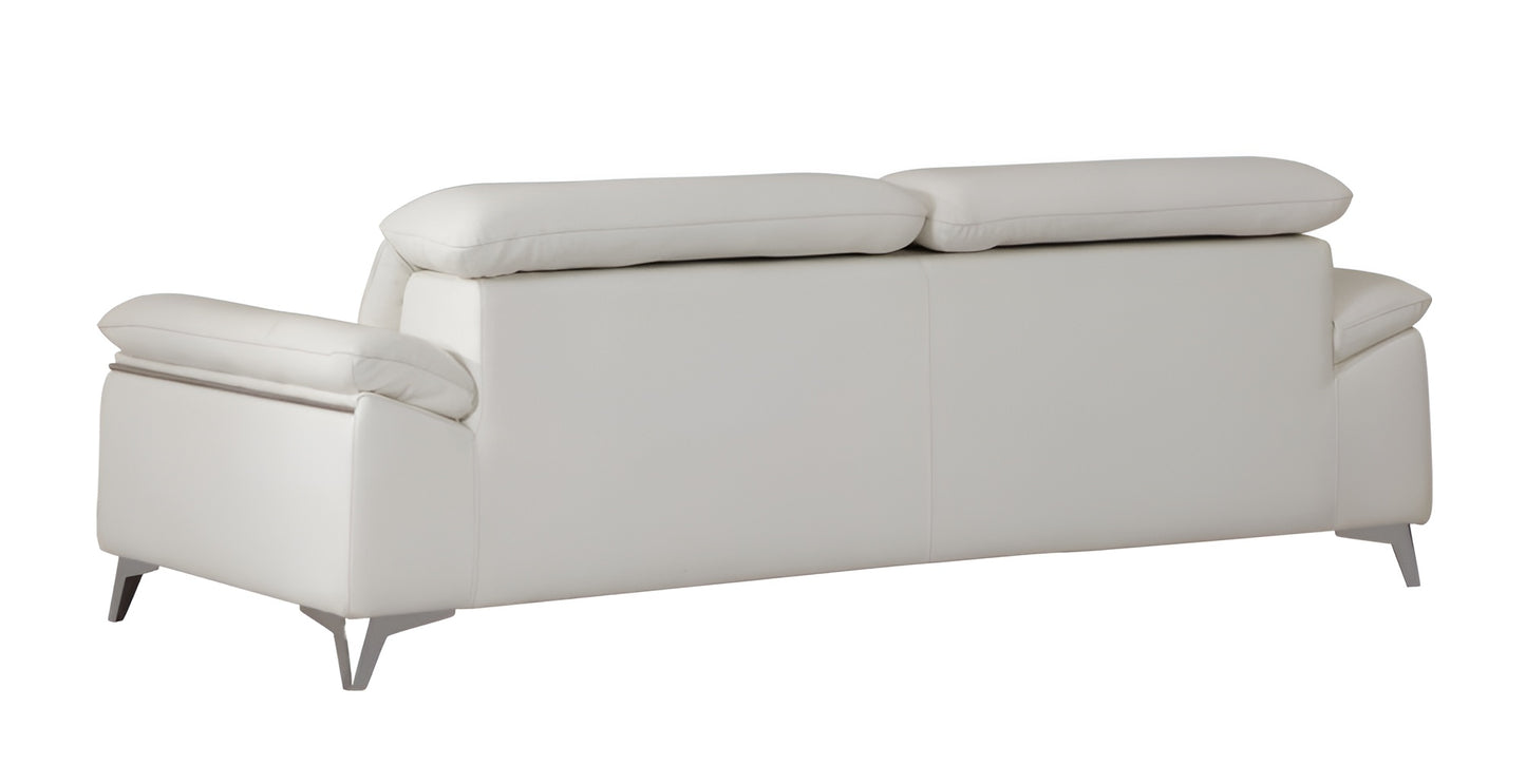 Italian Leather Sofa with Silver Legs