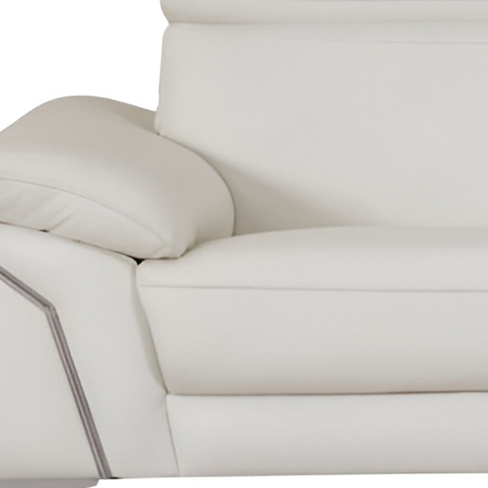 Italian Leather Sofa with Silver Legs
