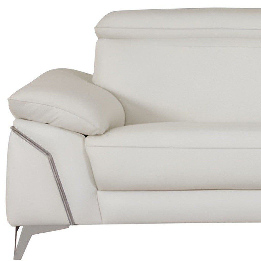Italian Leather Sofa with Silver Legs