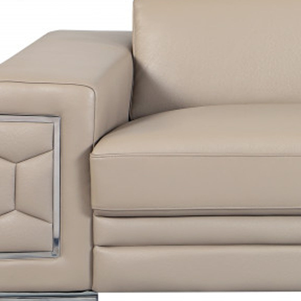 Italian Leather Sofa with Silver Legs