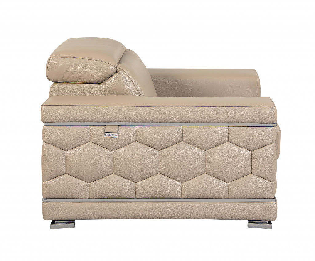 Italian Leather Sofa with Silver Legs