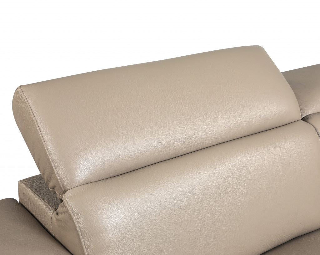 Italian Leather Sofa with Silver Legs