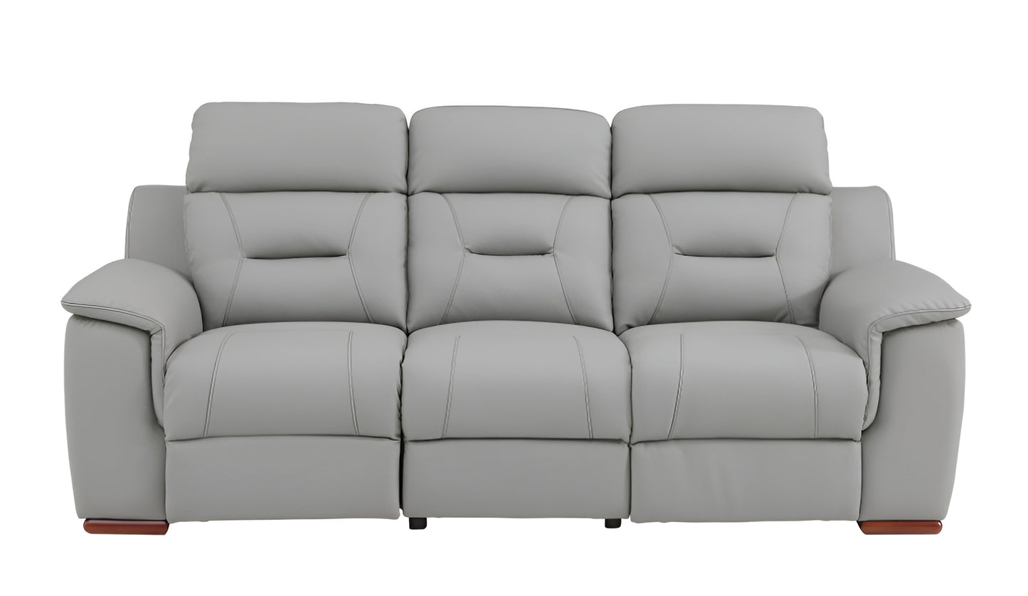 Faux Leather Reclining Sofa with Brown Legs