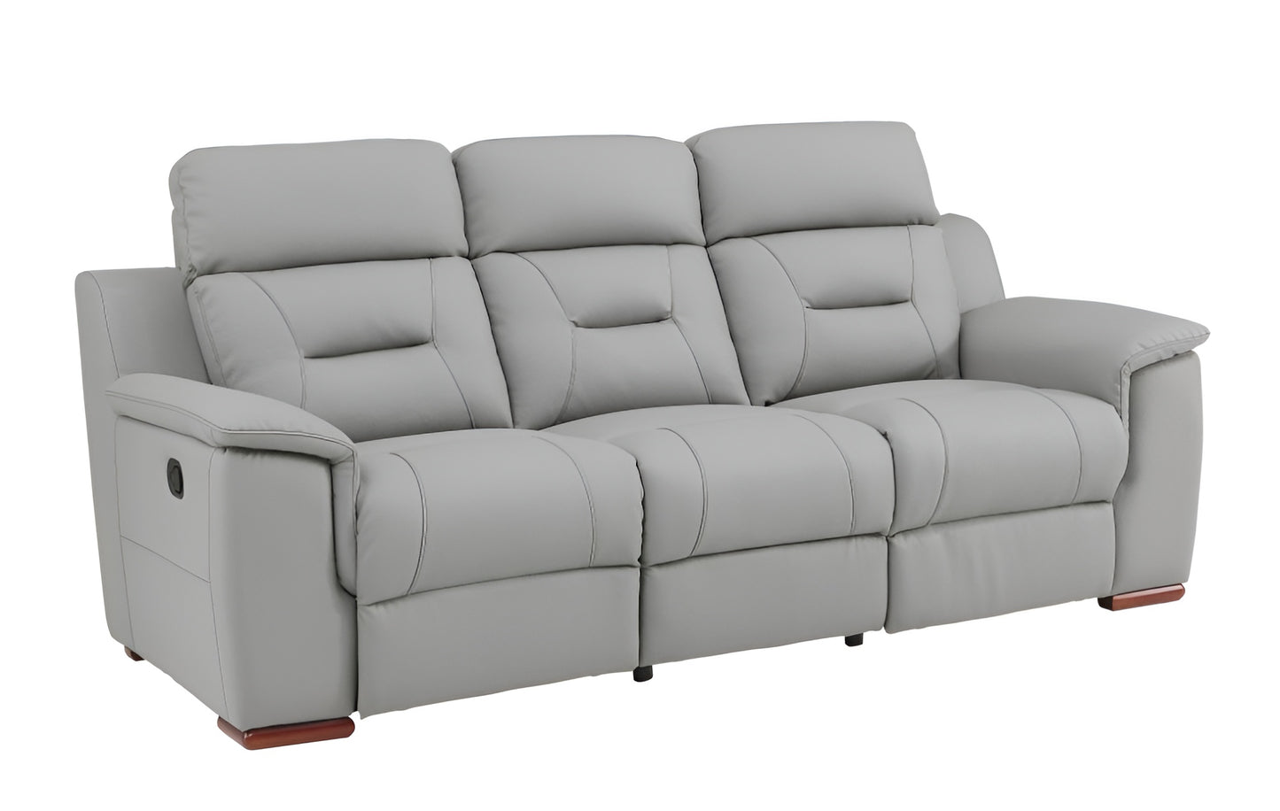 Faux Leather Reclining Sofa with Brown Legs