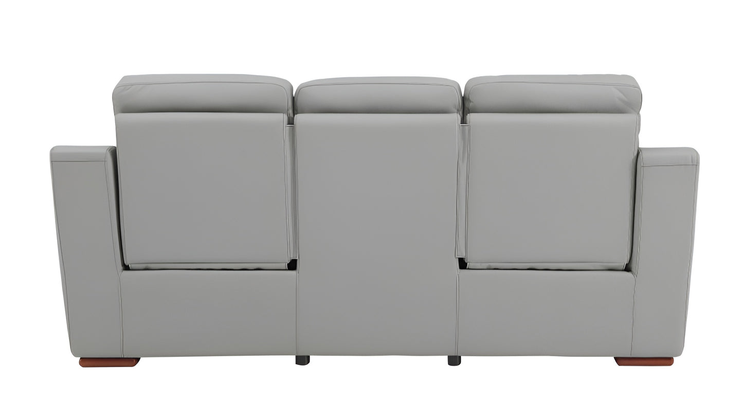 Faux Leather Reclining Sofa with Brown Legs