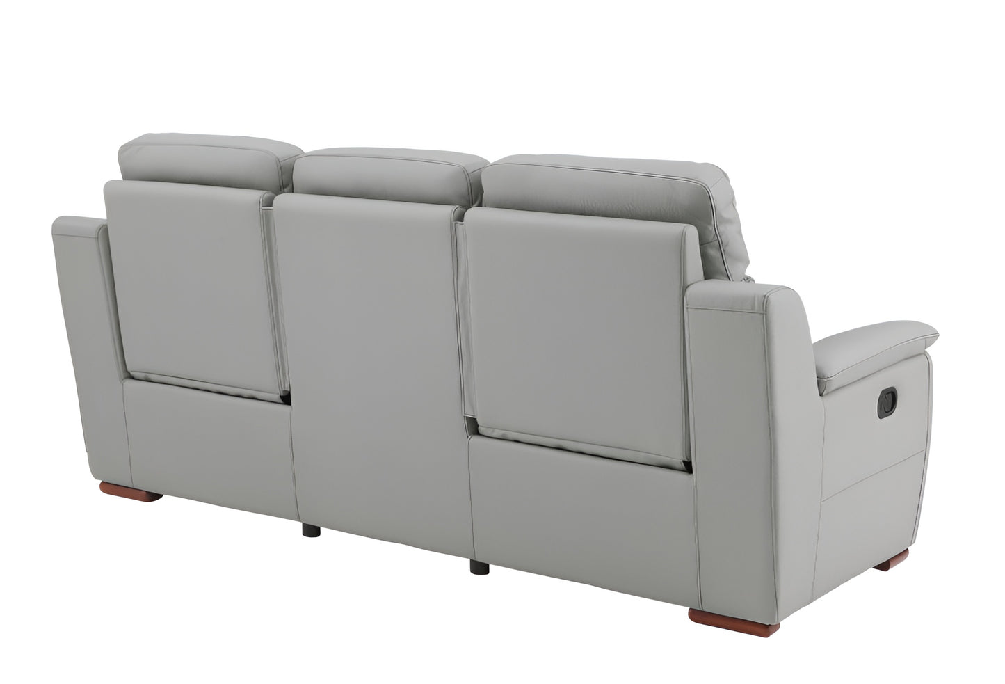 Faux Leather Reclining Sofa with Brown Legs
