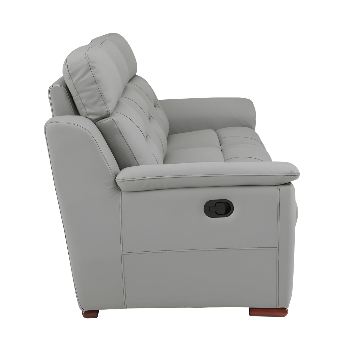Faux Leather Reclining Sofa with Brown Legs