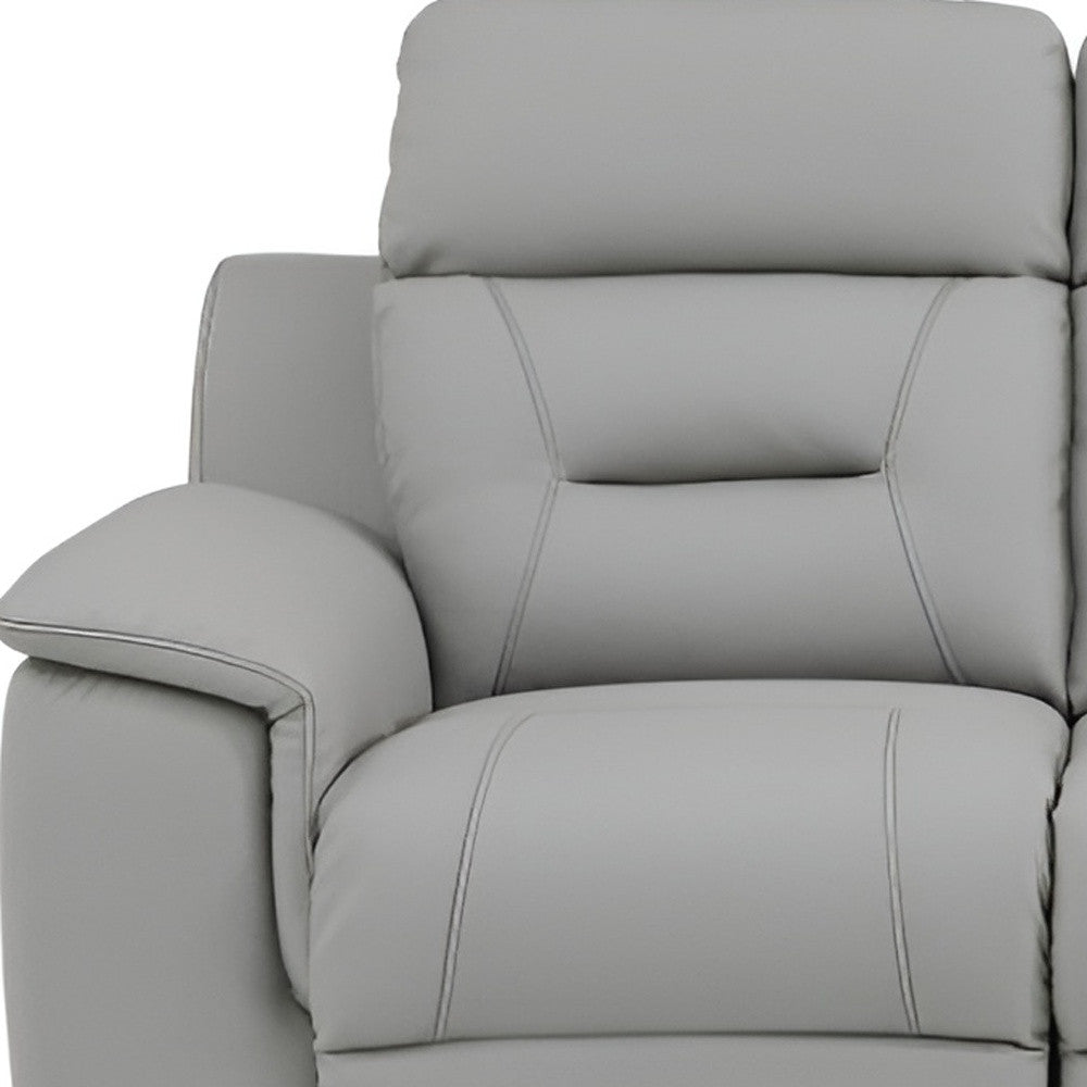 Faux Leather Reclining Sofa with Brown Legs