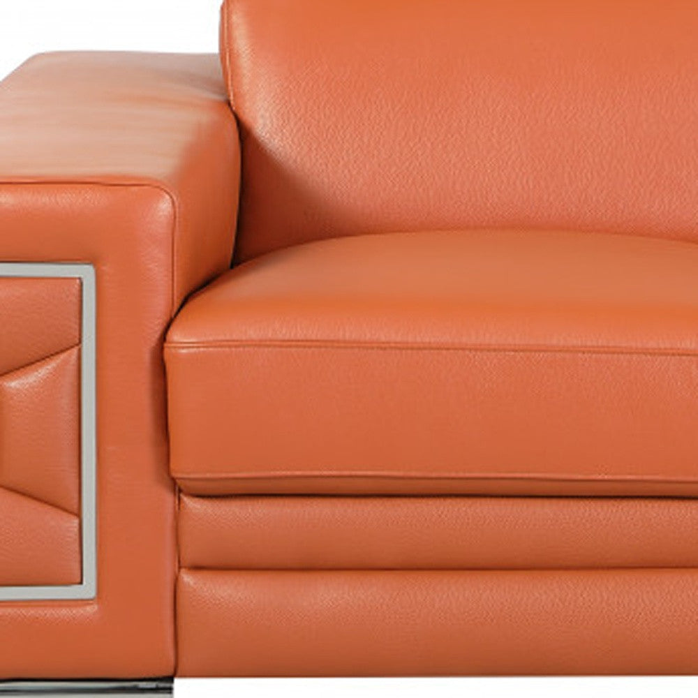 Two Piece Indoor Italian Leather Five Person Seating Set
