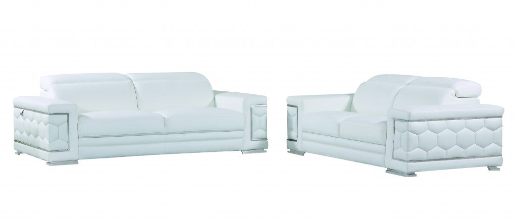 Two Piece Indoor Italian Leather Five Person Seating Set