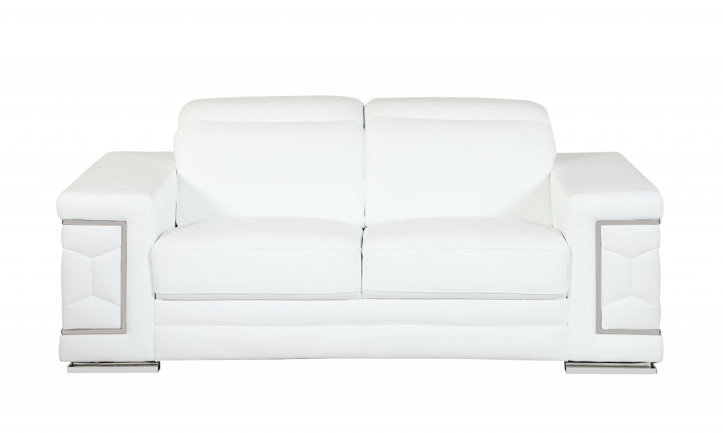 Two Piece Indoor Italian Leather Five Person Seating Set